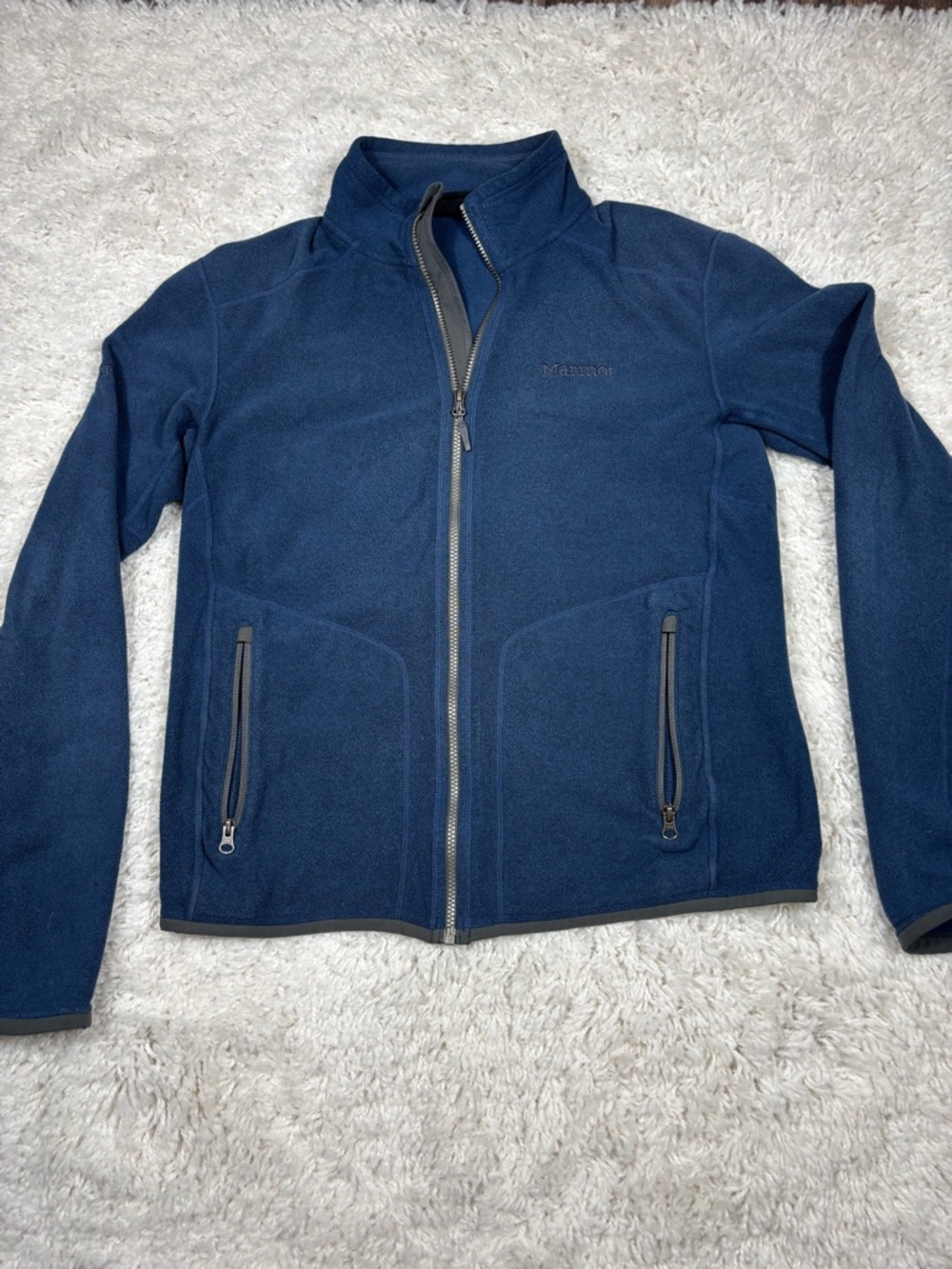 Marmot Men’s Medium Blue Full Zip Fleece Jacket Outdoor Hiking Lightweight